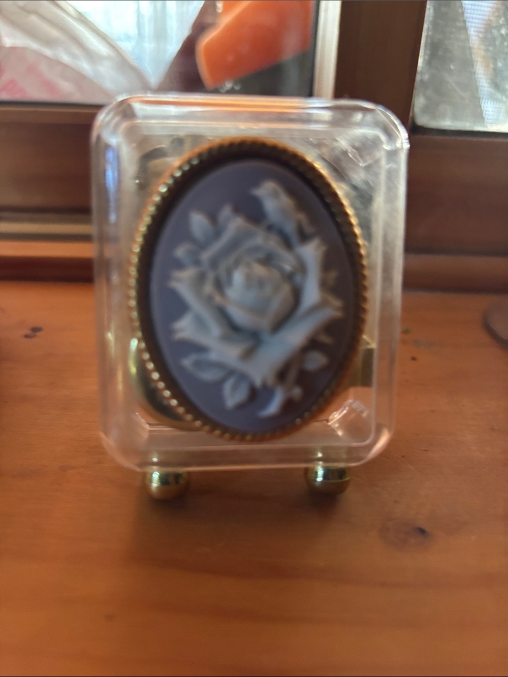 Vintage-Inspired Blue Rose Cameo Accent Frame - Home Accents Music Box